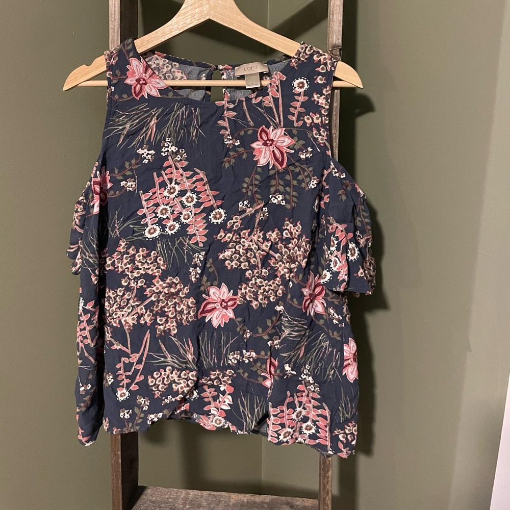 Loft Off the Shoulder Floral Blouse